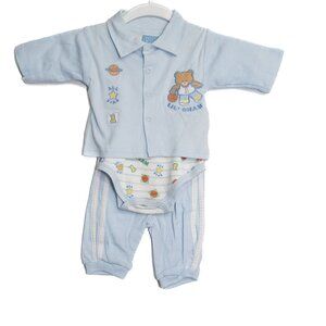 Teddy Boom Size 0/3M Lil Champ Baby Boys 3-Piece Outfit Set Shirt Bodysuit & Pan